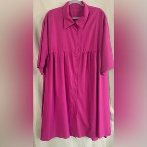 Magenta plus sized button-down dress 5x